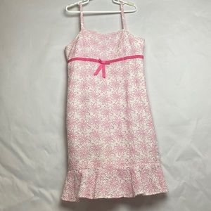 Lilly Pulitzer white eyelet sundress with pink flowers, grosgain ribbon, sz 7/8